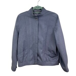 St Michael Blazer Jacket Mock Neck Button Up Lined Gray Women Size US 12 /40*